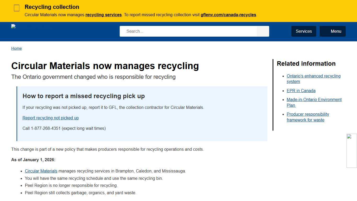 Circular Materials now manages recycling - peelregion.ca